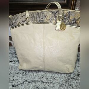 COACH LAURA SNAKE SKIN TOTE  BAG